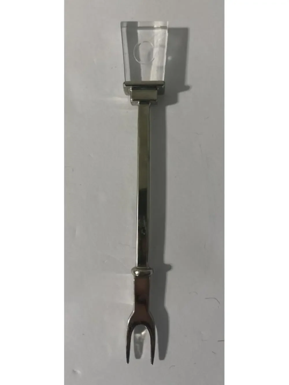 Vintage Cocktail Appetizer Fork Pick 6” Acrylics Handle “C” Logo Stainless